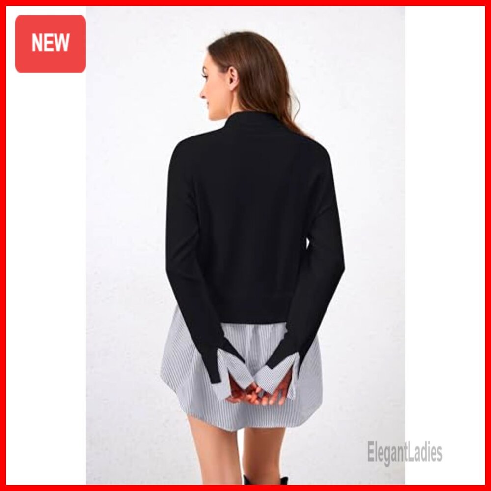 Mock Neck Pullover Sweater With Asymmetrical Hem … - image 5